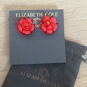 ELIZABETH COLE - Vibrant Red and Yellow Floral Pierced Earrings - never worn